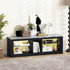 TV Stand with LED Light for TVs up to 65 inch with Adjustable Tempered Glass Shelves-Grey
