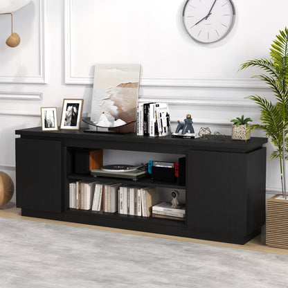 TV Cabinet for TVs up to 80 Inch Media Console Table with 3 Adjustable Shelves-Black