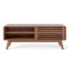 TV Stand for TVs up to 55 Inches Entertainment Center with Sliding Door-Walnut
