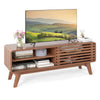 TV Stand for TVs up to 55 Inches Entertainment Center with Sliding Door-Walnut