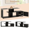 3-Tier Asymmetrical Media Console Table with Storage Shelves and Cabinet-Black