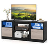 TV Stand with Adjustable Shelf and Open Compartment-Black