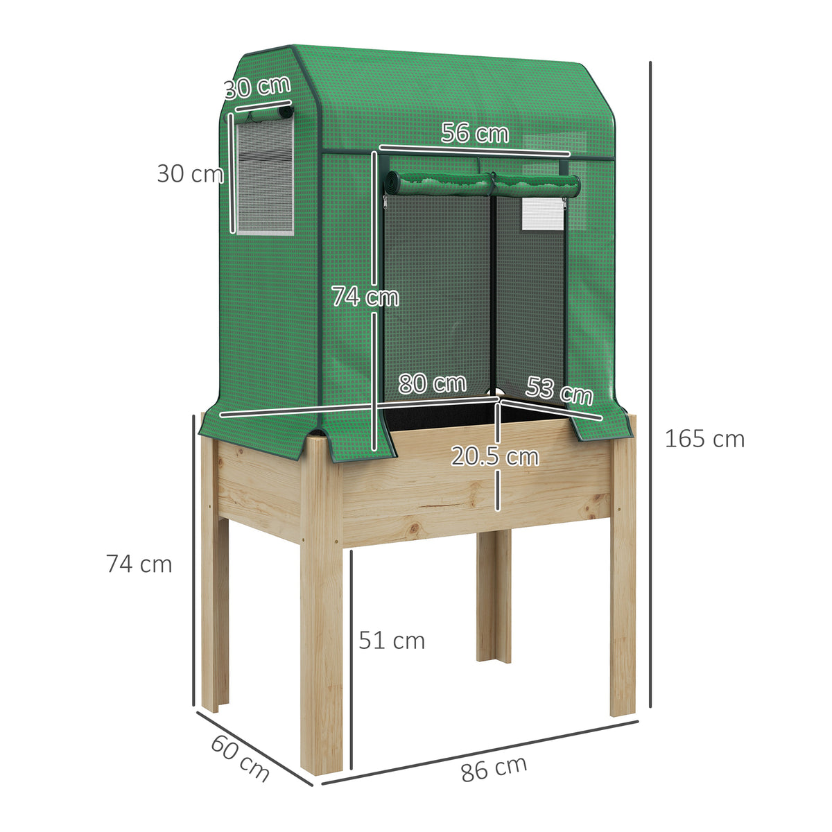 Outsunny Wooden Planter Box in Natural and Green