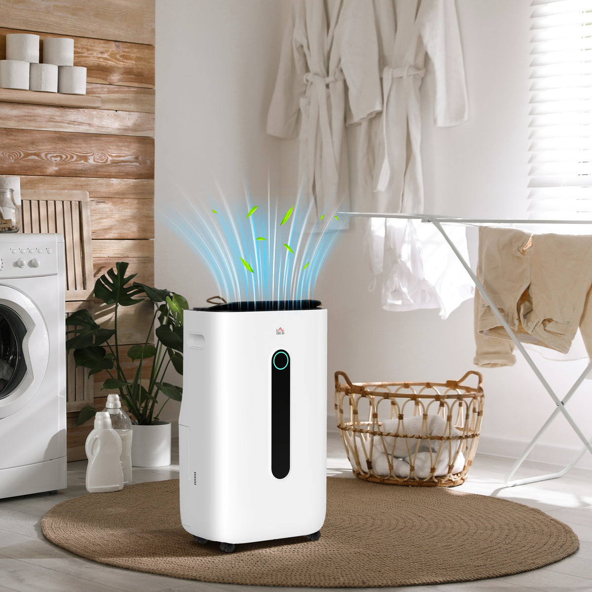 HOMCOM 6500mL Portable Dehumidifier with Air Purifier Filter in White