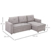 HOMCOM 3 Seater Sofa Bed, Pull Out Sofa Bed with Storage for Living Room, Light Grey