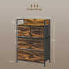HOMCOM Rustic Chest of Four Fabric Drawers - Rustic Brown