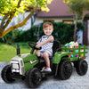 12V Kids Ride On Tractor with Trailer Music and LED Lights-Dark Green