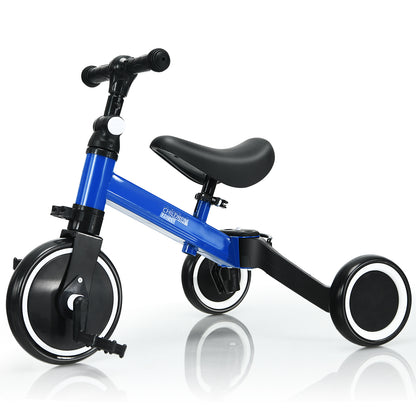 Convertible Balance Bike Kids Trike in blue with pedals and three wheels