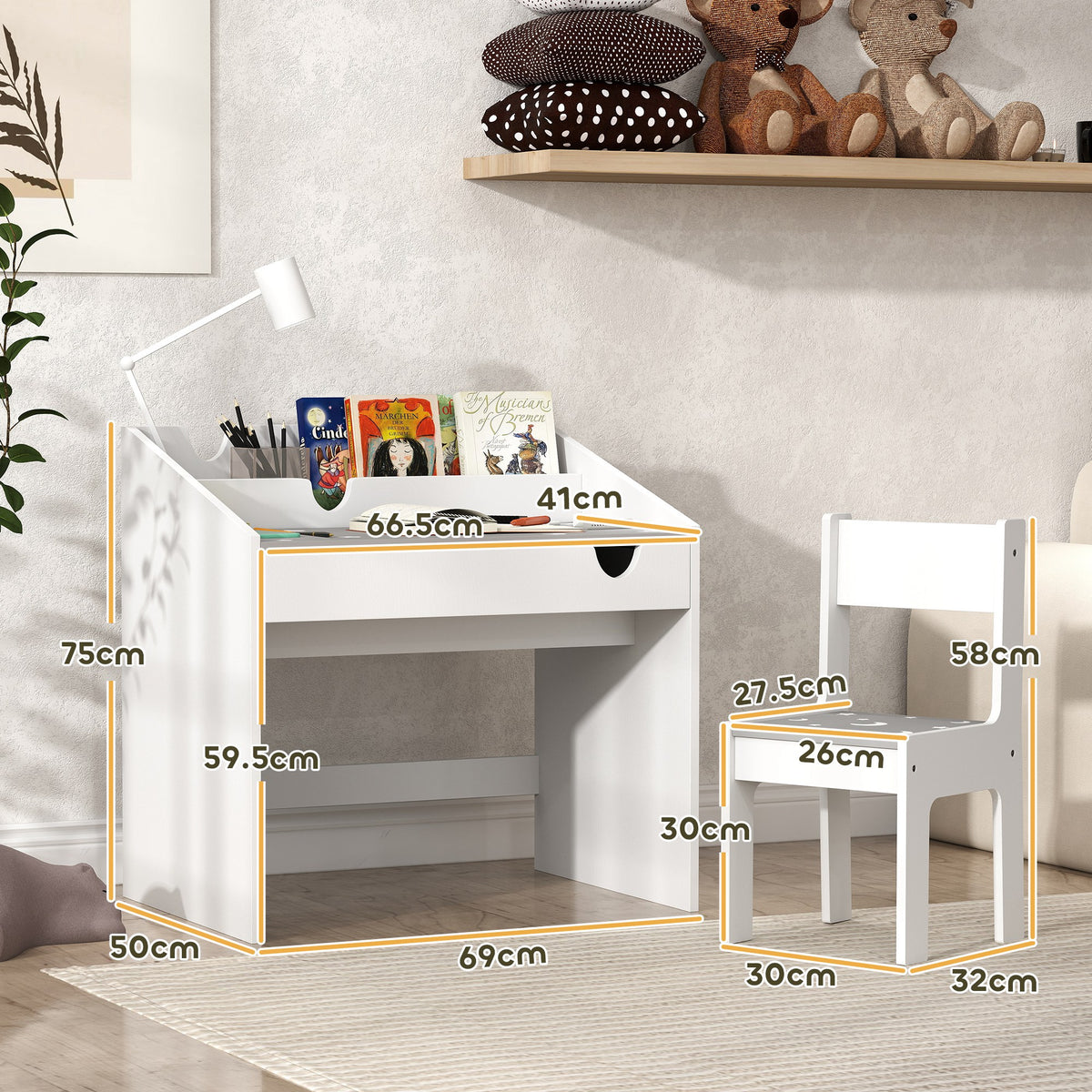 AIYAPLAY Children Study Table and Chair in Grey