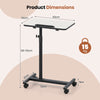Overbed Table Tilting Bedside Table with Wheels Adjustable Height-Grey