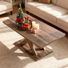 95CM Coffee Table with Stable Base and Rubber Wood Connection-Rustic Brown