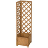 Outsunny Wooden Planter with Corner Trellis, Freestanding Raised Garden Bed with Drainage Bottom, Outdoor Planter Box, Brown