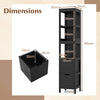 Tall Bath Storage Unit with 2 Deep Box Drawers-Black