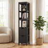 Tall Bath Storage Unit with 2 Deep Box Drawers-Black