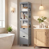 Tall Bath Storage Unit with 2 Deep Box Drawers-Grey