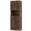 Tall Bathroom Cabinet Freestanding Storage Cabinet with 4 Doors and 1 Drawer-Brown