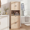 Tall Bathroom Cabinet Freestanding Storage Cabinet with 4 Doors and 1 Drawer-Natural