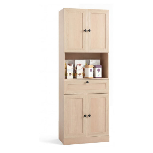 Tall Bathroom Cabinet with four doors and one drawer shown against a plain white background