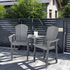 Tall Adirondack Chair Set of 2 with Middle Connecting Tray-Grey