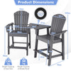 Tall Adirondack Chair Set of 2 with Middle Connecting Tray-Grey