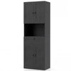 Tall Bathroom Cabinet Freestanding Storage Cabinet with 4 Doors and 1 Drawer-Black