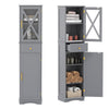 Tall Bathroom Cabinet with Drawer 2 Doors and 3 Adjustable Shelves-Grey