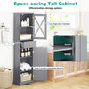 Tall Bathroom Cabinet with Drawer 2 Doors and 3 Adjustable Shelves-Grey