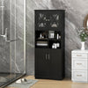 Tall Bathroom Floor Storage Cabinet with Acrylic Doors and 3 Cubes-Black