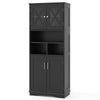 Tall Bathroom Floor Storage Cabinet with Acrylic Doors and 3 Cubes-Black