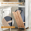 Tall Bathroom Storage Organizer Unit with Rubber Wood Doors-White