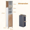 Tall Bathroom Storage Organizer Unit with Rubber Wood Doors-White