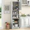 190cm Tall Freestanding Cupboard with Doors and Shelves-White Oak