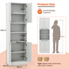 190cm Tall Freestanding Cupboard with Doors and Shelves-White Oak