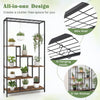 6-tier Tall Plant Stand with 10 Hanging Hooks and Wire Shelf for Multiple Plants-Rustic Brown