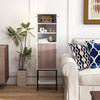 Tall Storage Cabinet with Adjustable Shelf and Bottom Storage-White