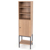 Tall Storage Cabinet with Adjustable Shelf and Bottom Storage-Natural