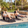 Tanning Chair with Face Arm Holes and 4-Level Backrest with Head Pillow-Black