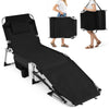 Tanning Chair with Face Arm Holes and 4-Level Backrest with Head Pillow-Black