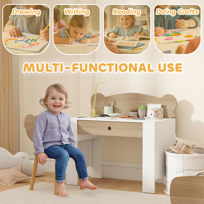 AIYAPLAY Kids Desk and Chair Set in a Natural Wood Finish