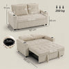 HOMCOM Corduroy Click Clack Sleeper Sofa with Pull Out Design, 2 Seater Sofa Bed, Cream White