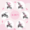 HOMCOM 6 in 1 Kids Trike with Parent Handle, Canopy, 5-point Safety Belt, Storage, Footrest, Brake, for 1-5 Years, Pink