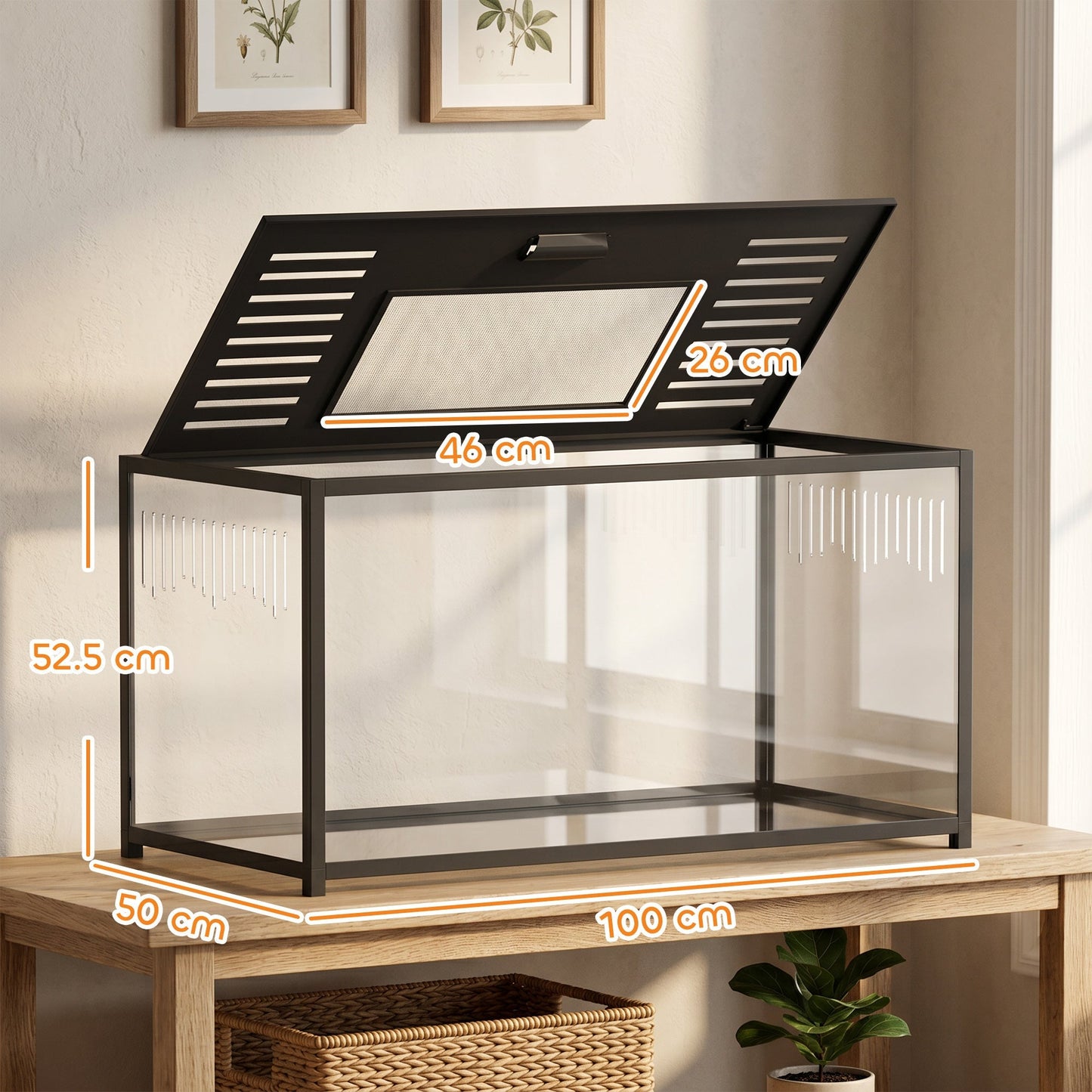 PawHut Large Hamster Cage, Chewproof Metal Rat Cage with Openable Top for Syrian Dwarf Hamster, Gerbil, 100 x 50 x 52.5 cm