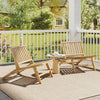 Teak Wood Outdoor Reclining Chair Natural Mid Century Accent Chair Set of 2