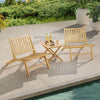 Teak Wood Outdoor Reclining Chair Natural Mid Century Accent Chair Set of 2