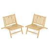 Teak Wood Outdoor Reclining Chair Natural Mid Century Accent Chair Set of 2