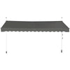 Telescopic Awning Sun Shade with Manual Crank Handle-Grey