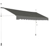 Telescopic Awning Sun Shade with Manual Crank Handle-Grey