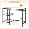Tempered Glass Computer Desk Modern Office Desk with Open Storage Shelves-Black