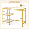 Tempered Glass Computer Desk Modern Office Desk with Open Storage Shelves-Gold
