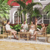 Outsunny 4 Piece Wooden Garden Furniture Set, Outdoor Garden Sofa Set with 2 Armchairs, Loveseat and Coffee Table, Natural Wood